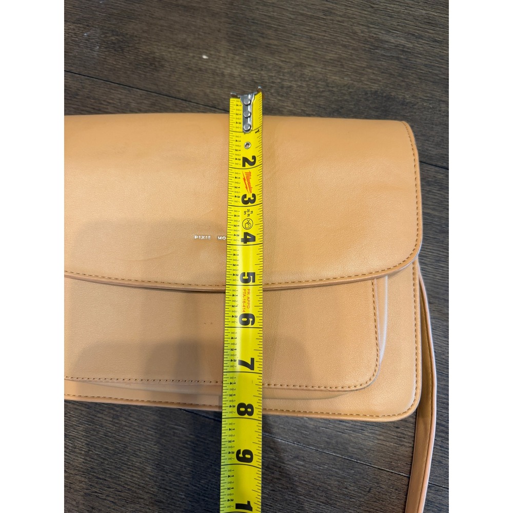 Pixie Mood Tan Vegan Leather Crossbody Bag Flap Messenger Adjustable Strap - Picture 9 of 9